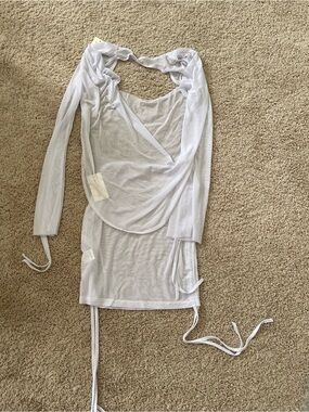 Lightweight White Mesh Swim Coverup Tunic